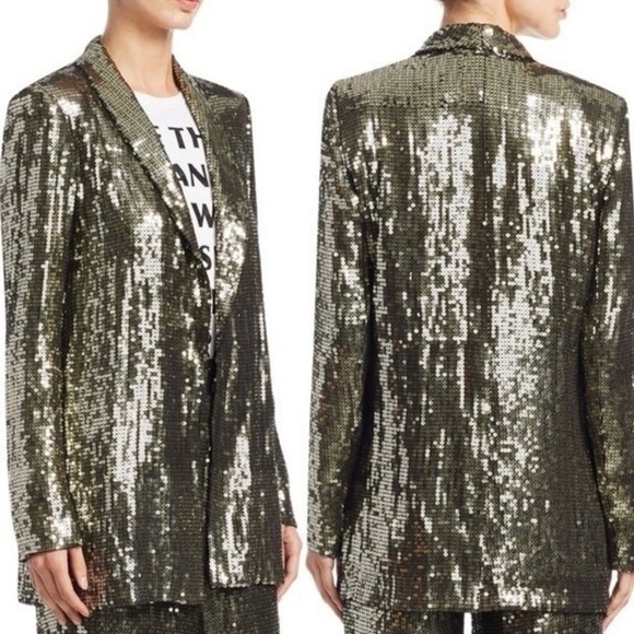 Alice and Olivia Sequin Blazer Jacket S Gold Metallic - Picture 16 of 16